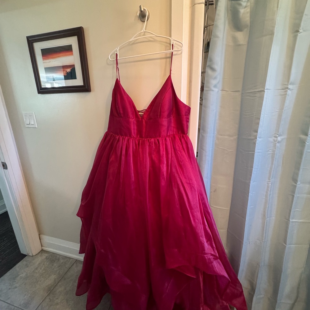 Girls' Fuchsia Spaghetti-Strap Party Dress